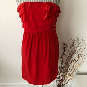 Red silk cocktail dress